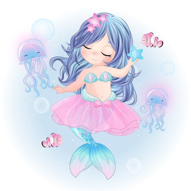 Hand drawn cute mermaid ballerina | Premium Vector