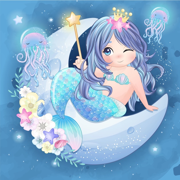 Free Free 288 Mermaid Moon Svg SVG PNG EPS DXF File