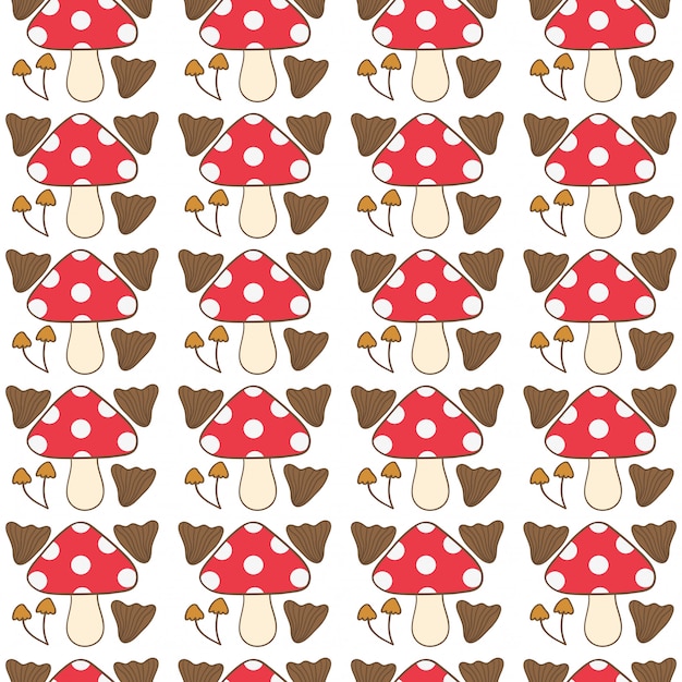 Premium Vector | Hand drawn cute mushroom seamless pattern