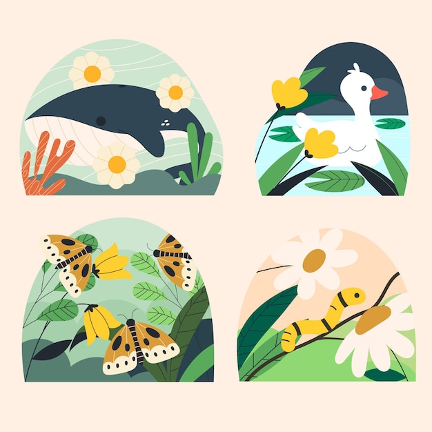 Free Vector Hand drawn cute nature collection