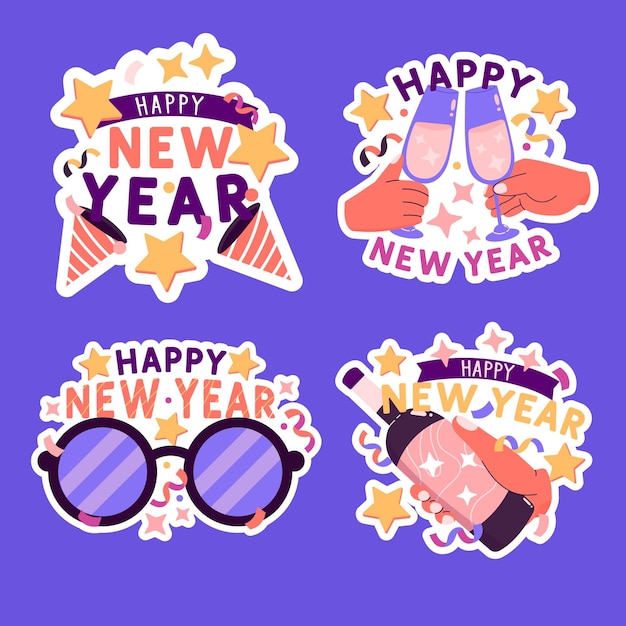 Free Happy New Year Sticker Vectors, 1,000+ Images in AI, EPS format