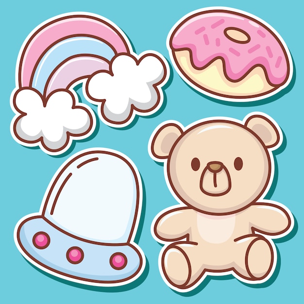 Premium Vector | Hand drawn cute objects stickers