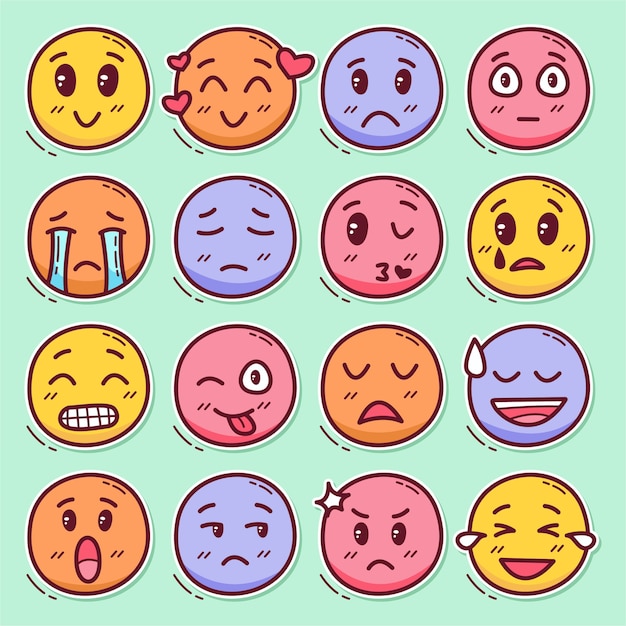 Premium Vector | Hand drawn of cute people emoticon