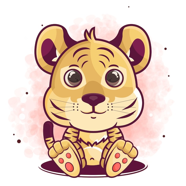 Premium Vector | Hand drawn cute tiger cartoon sitting illustration