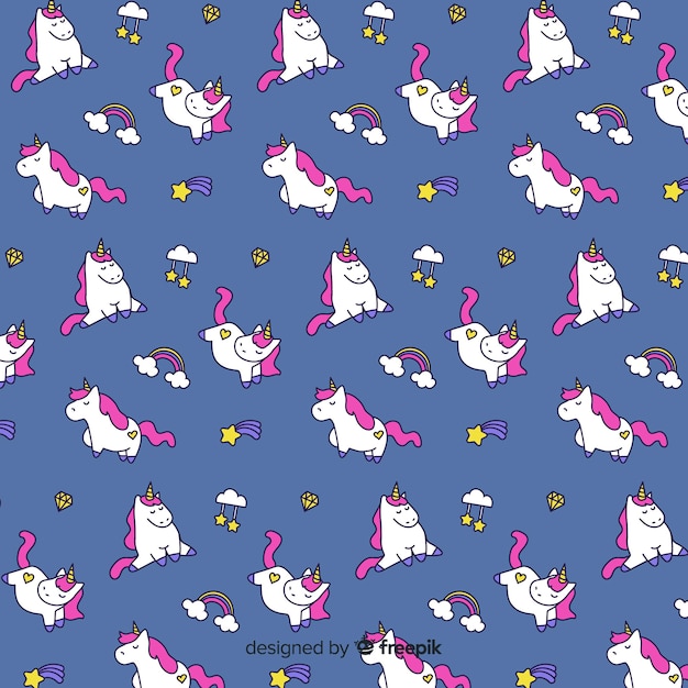 Premium Vector Hand Drawn Cute Unicorn Pattern