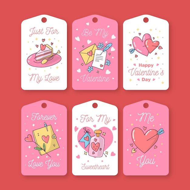 Free Vector | Hand drawn cute valentine's day label/badge set