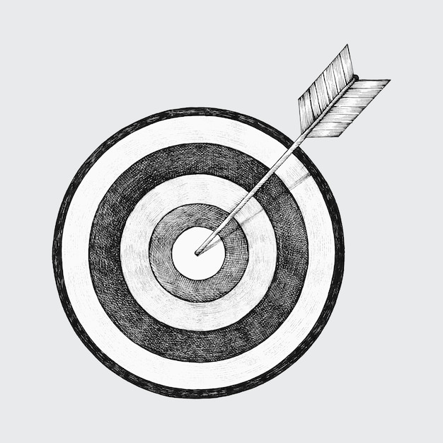 プレミアムベクター 手描きのダーツボードと矢のイラスト