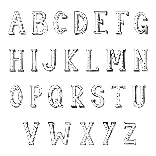 Premium Vector | Hand Drawn Decorative Alphabet