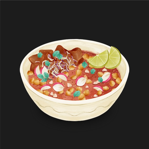 Free Vector | Hand drawn delicious pozole illustration