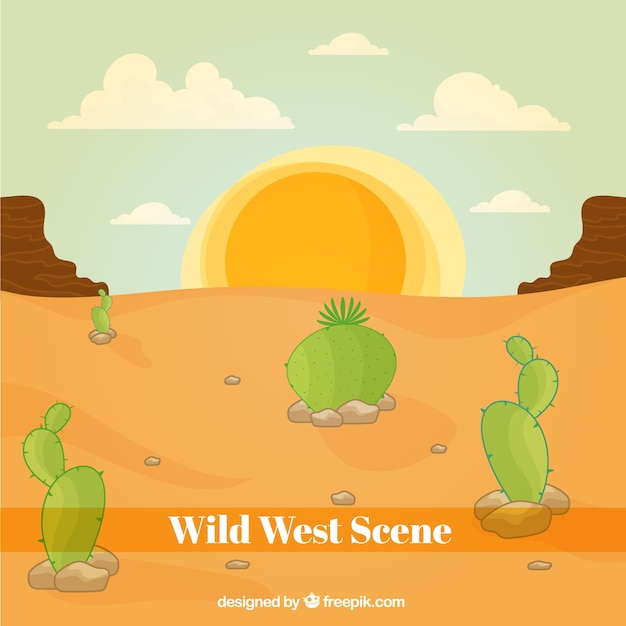 Hand-drawn desert background with\
vegetation
