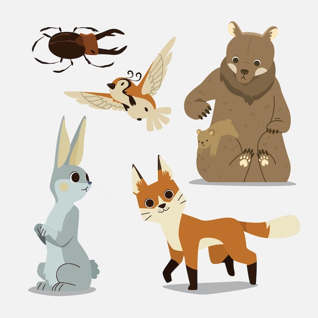 Free Vector | Hand drawn design autumn forest animals