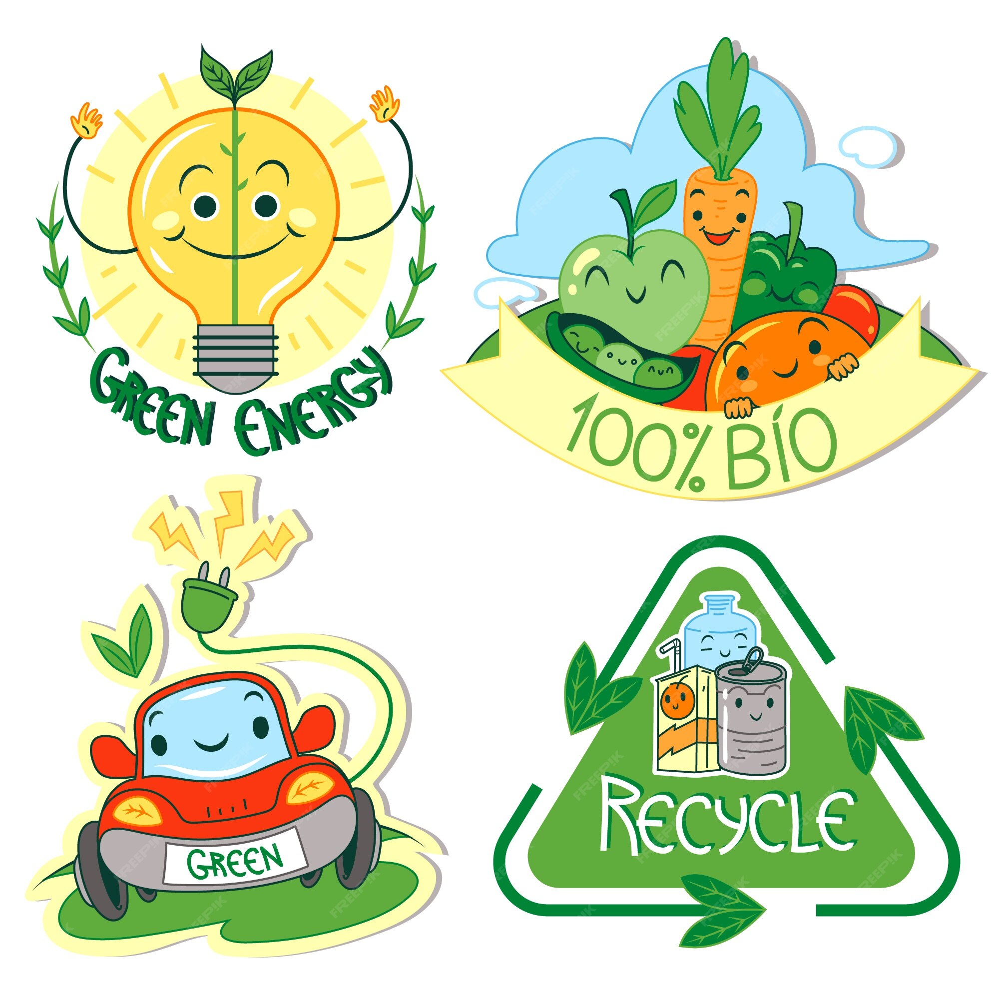 Free Vector | Hand drawn design ecology badges