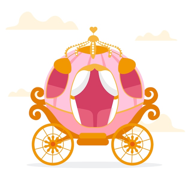 Hand drawn design pink fairytale carriage | Free Vector