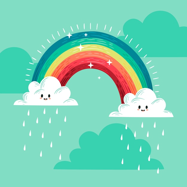 Download Hand drawn design rainbow | Free Vector