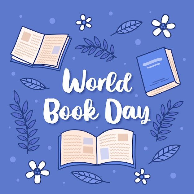 Hand drawn design for world book day with lettering | Free Vector