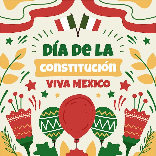 Free Vector Hand Drawn Dia De La Constitucion Illustration