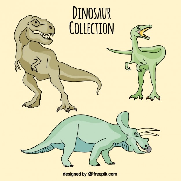 Hand drawn different dinosaurs