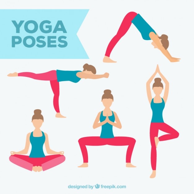 Hand drawn different yoga poses