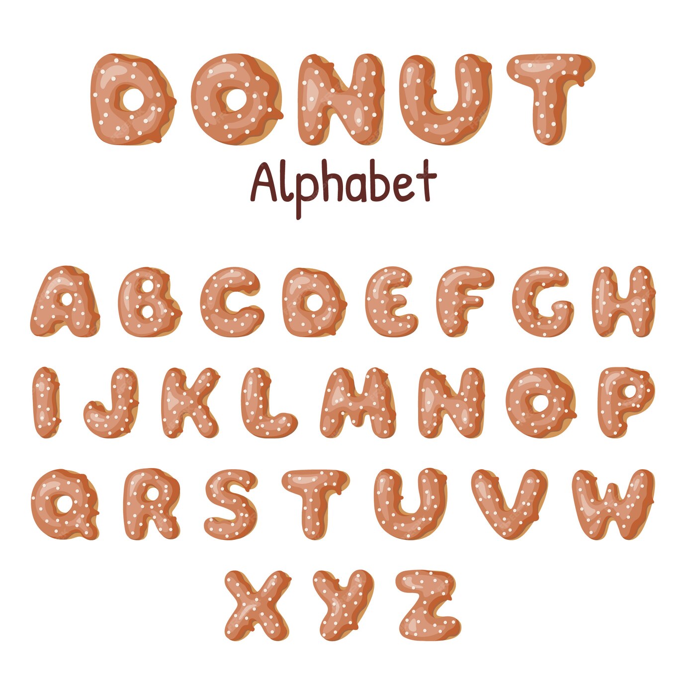 Premium Vector | Hand drawn donut alphabet.