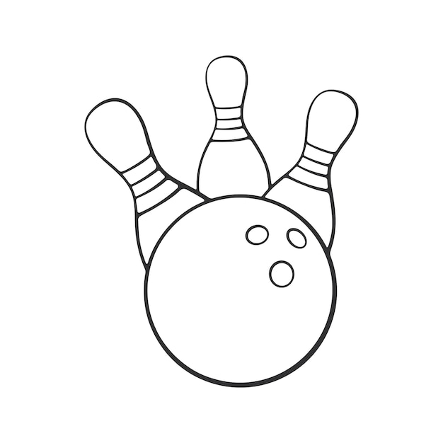 Premium Vector | Hand drawn doodle of bowling ball knocks down pins ...