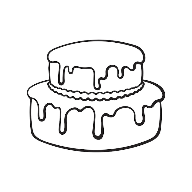 Premium Vector | Hand drawn doodle of doubletiered cream cake with ...