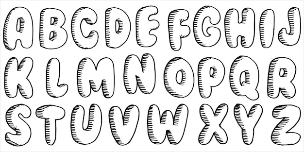 Premium Vector | Hand Drawn Doodle Font. Set Of Sketch Alphabet. Hand ...