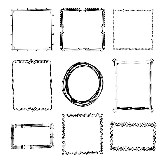 Download Free Vector | Hand drawn doodle frame pack