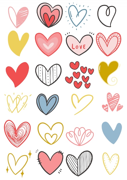 Download Hand drawn doodle heart collection | Premium Vector