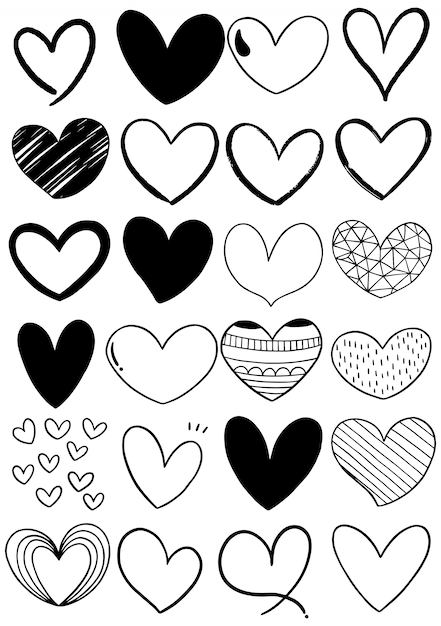 Premium Vector | Hand drawn doodle heart collection