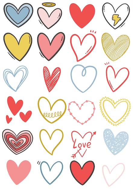 Download Premium Vector | Hand drawn doodle heart collection