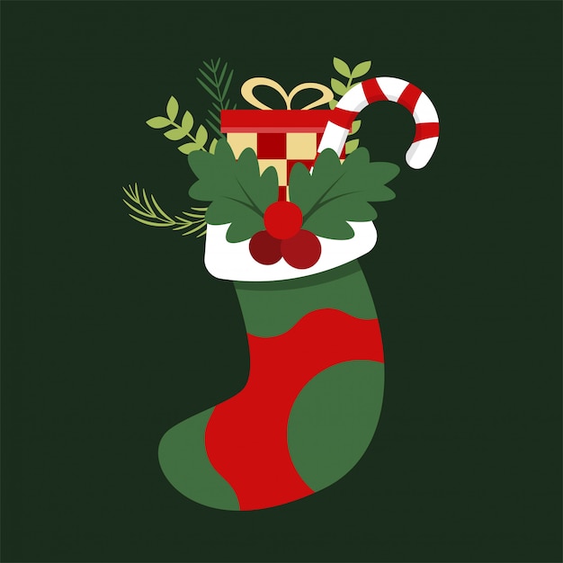 Hand drawn doodle sock christmas | Premium Vector