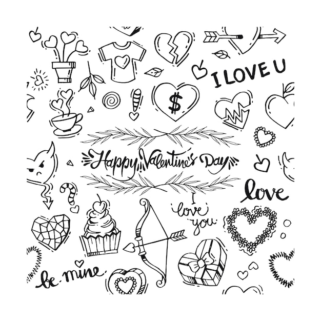 Premium Vector | Hand drawn doodle valentine's day pattern