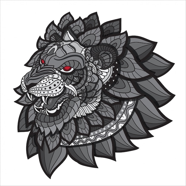 Download Premium Vector | Hand drawn doodle zentangle lion ...