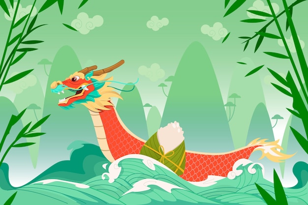 Free Vector | Hand drawn dragon boat illustration