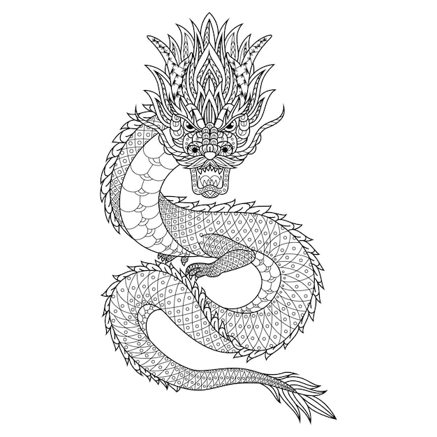 Zentangle Dragon Coloring Pages - Dragon Coloring Stock Illustrations 4