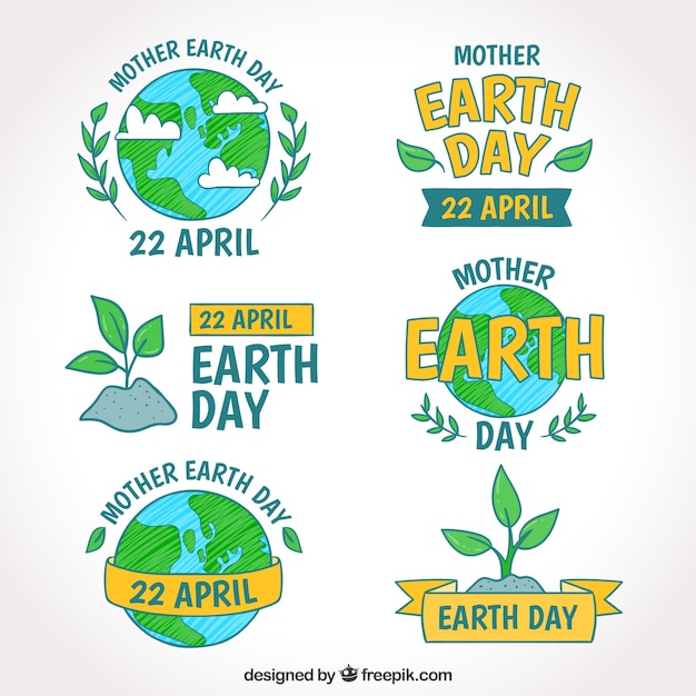 free-vector-hand-drawn-earth-day-collection-badges