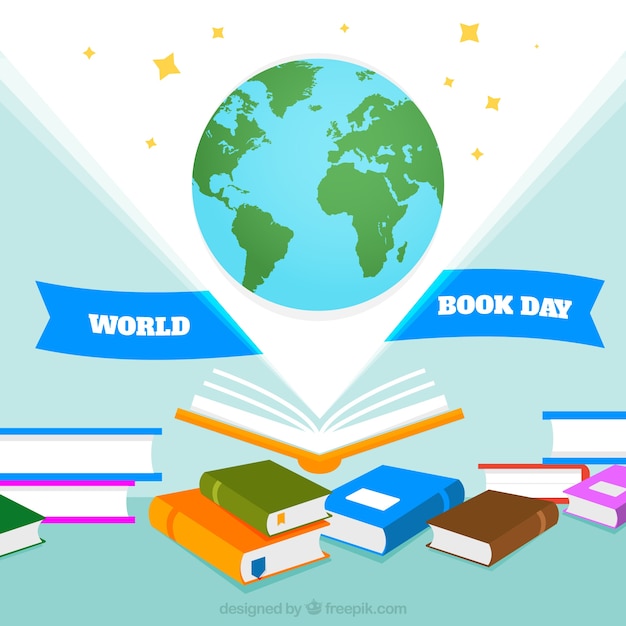 Free Vector | Hand drawn earth with a lot of books background