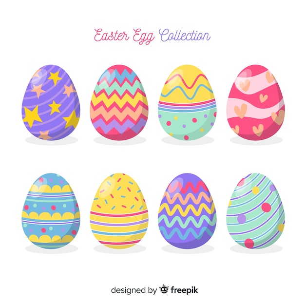 Hand drawn easter day egg collection Premium Vector