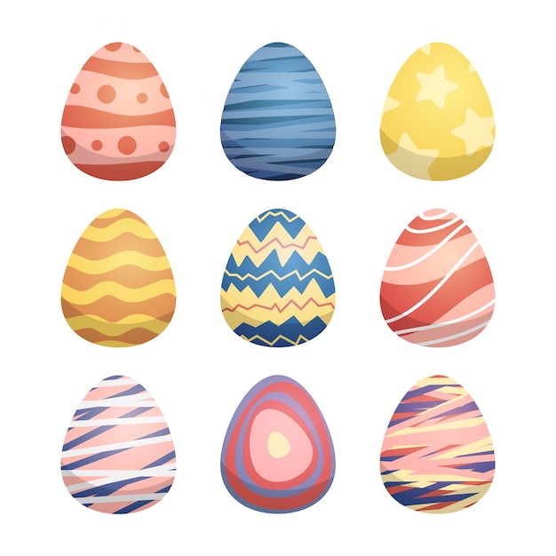 Free Vector | Hand drawn easter day egg pack