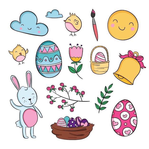 Premium Vector | Hand drawn easter element collection