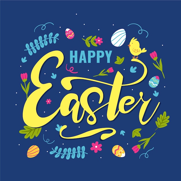 Free Vector | Hand drawn easter with bird and flowers