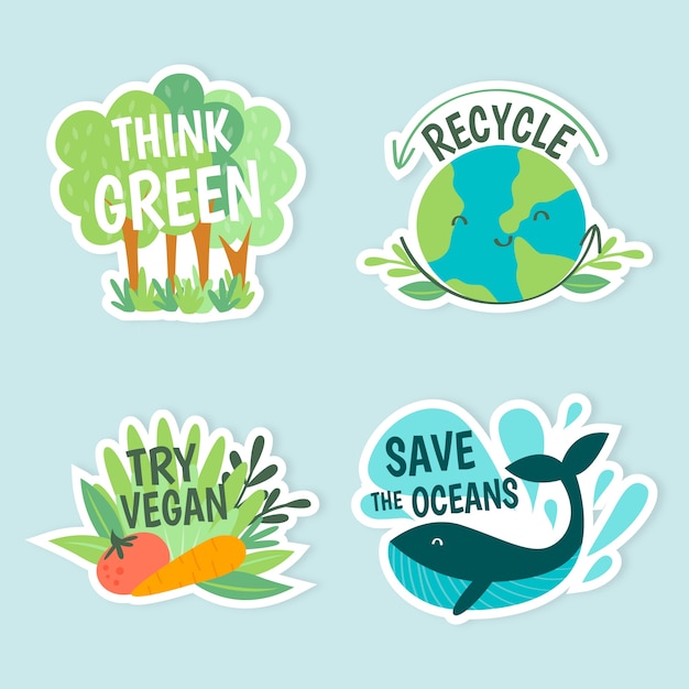 Free Vector | Hand drawn ecology badges