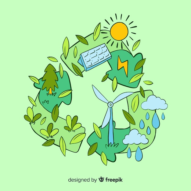 Free Vector Hand drawn ecology concept with natural elements