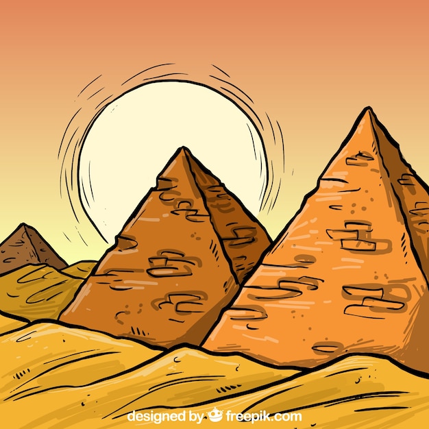 Hand drawn egypt pyramids Vector | Premium Download