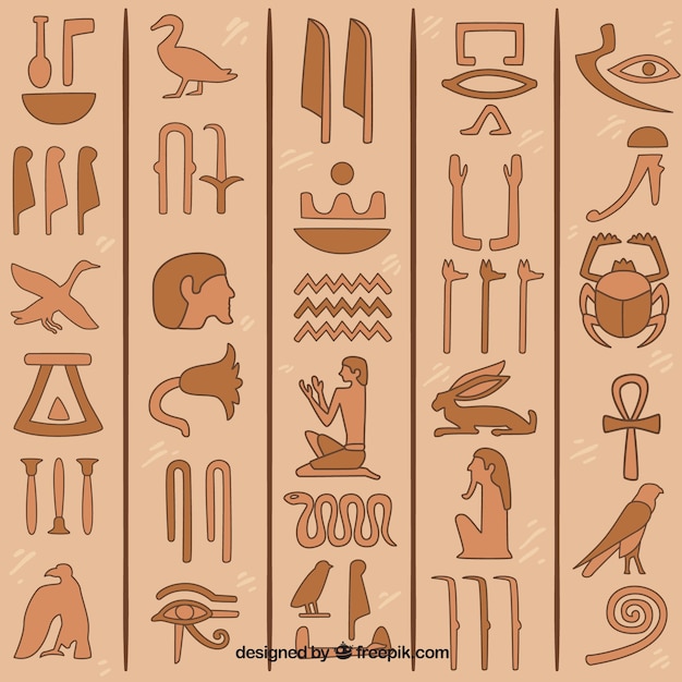 Free Vector Hand drawn egyptian hieroglyphics background