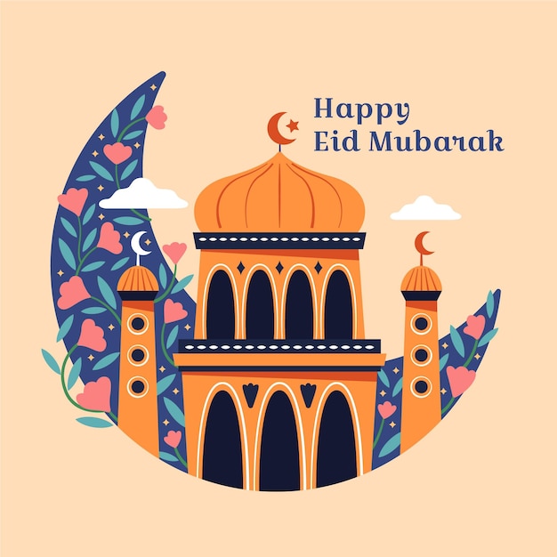 Hand drawn eid mubarak concept | Free Vector