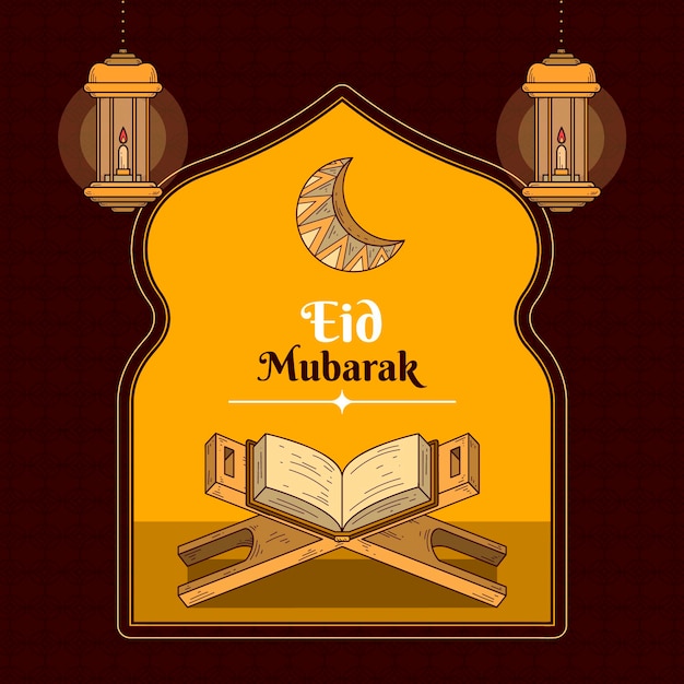 Download Free Hand Drawn Eid Mubarak With Quran And Moon Free Vector Use our free logo maker to create a logo and build your brand. Put your logo on business cards, promotional products, or your website for brand visibility.