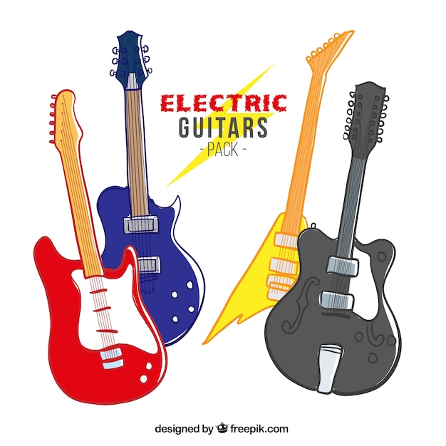 Free Vector | Hand drawn electric guitars pack