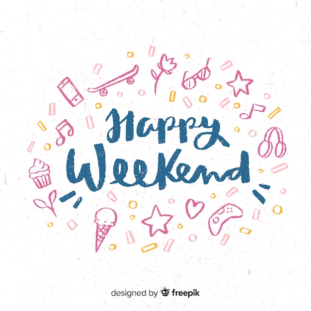 Free Vector | Hand drawn elements weekend greeting