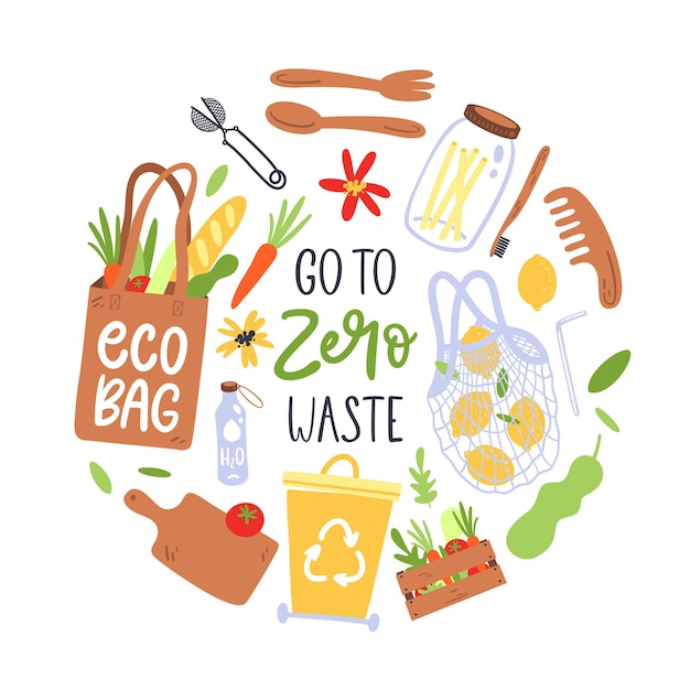 Premium Vector | Hand drawn elements of zero waste.